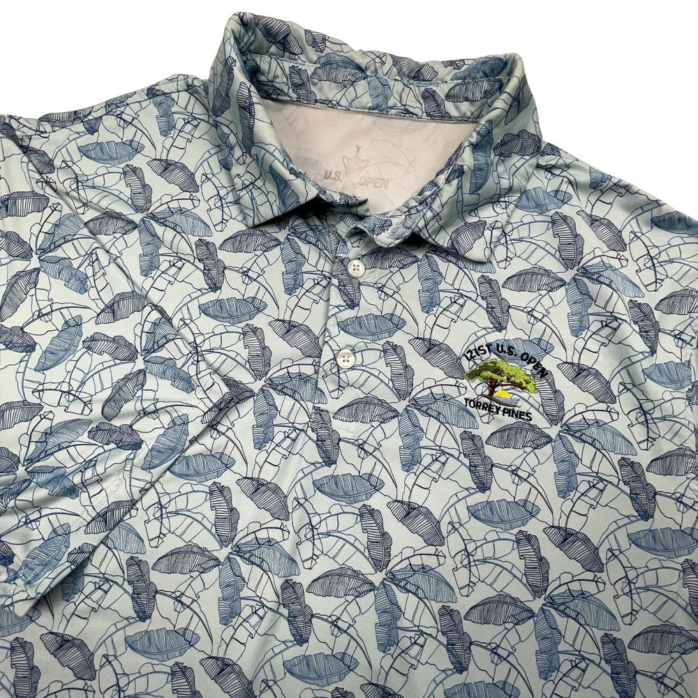 Golf Polo Mens XL‎ Performance Stretch U.S. Open Torrey Pines Blue Palm